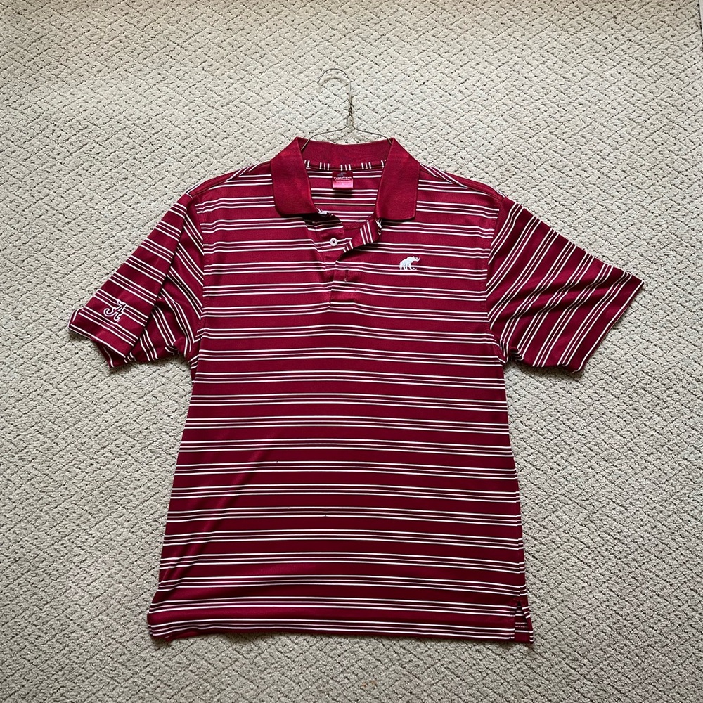 UA Men's Striped Polo Shirt - Crimson Red & White